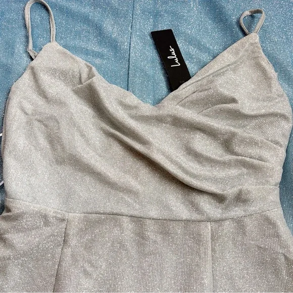 NWT Lulus Ombre Lurex Maxi Dress Blue Silver Glitter Formal Prom Small - Picture 6 of 11